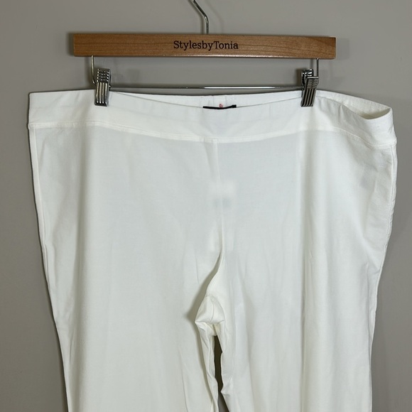 Eileen Fisher Slim Ankle Pant White Washable Stretch Crepe Trouser Sz 2X NEW - Picture 4 of 11